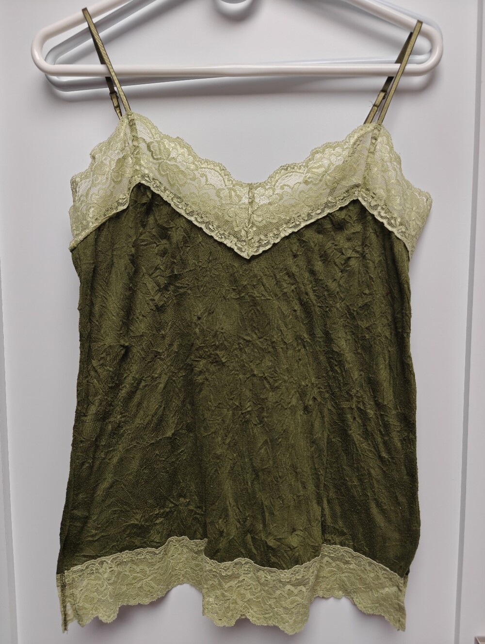 Xhilaration Y2K Adorable Green Tank With Lime Green Lace Trim Size L